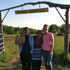 With mother and son in the Community Garden, "The Neighbors' Field."